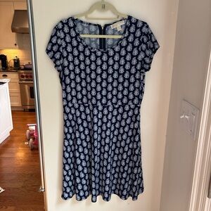 Michael Kors Blue and White Fit and Flare Mini Dress